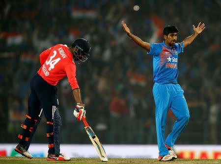 Cricket - India v England - Second T20 International - Vidarbha Cricket Association Stadium, Nagpur, India - 29/01/17. India's Jasprit Bumrah celebrates after winning the match. REUTERS/Danish Siddiqui