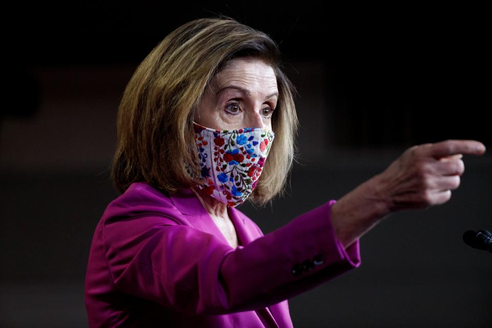 Speaker of the House Nancy Pelosi during a press conference on Jan. 7,  2021. 
