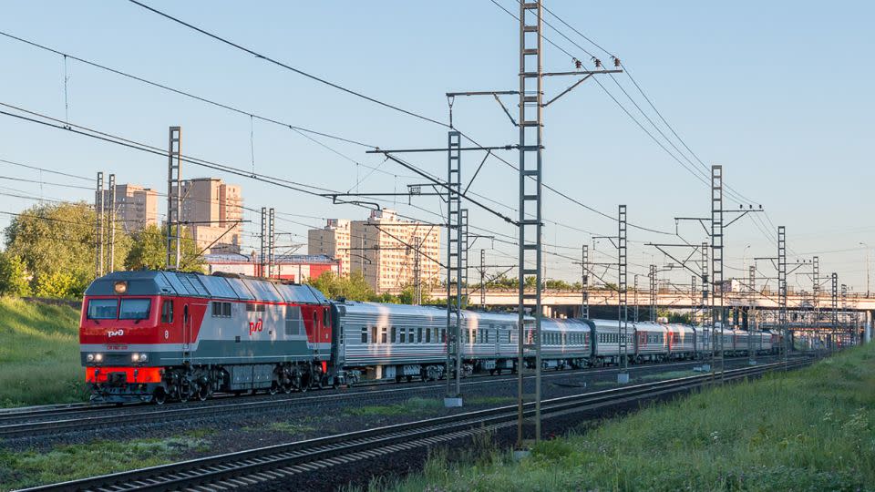 Another image from an amateur Russian trainspotting website appears to show Putin's train. Trainspotters say it doesn't appear in the timetables or Russian Railways systems. Photo credit: Obtained by CNN.