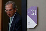 Brazil's Economy Minister Paulo Guedes is seen after a meeting with governors about pension reform bill proposal in Brasilia, Brazil February 20, 2019. REUTERS/Adriano Machado