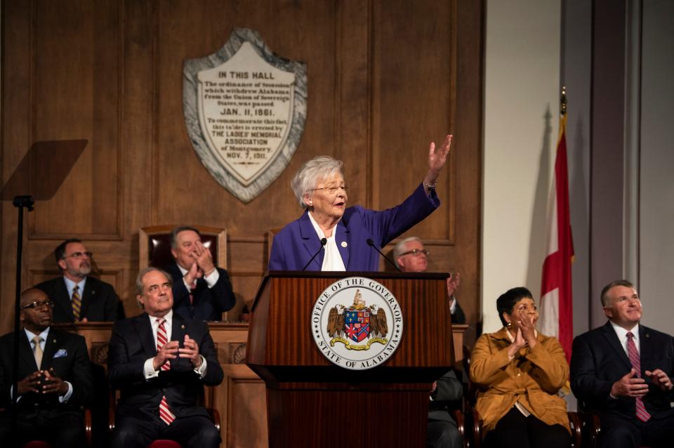 Alabama Gov. Kay Ivey delivers the State of the State address and unveils her school choice plan at the Alabama State Capitol in Montgomery, Ala., on Tuesday, Feb. 6, 2024.