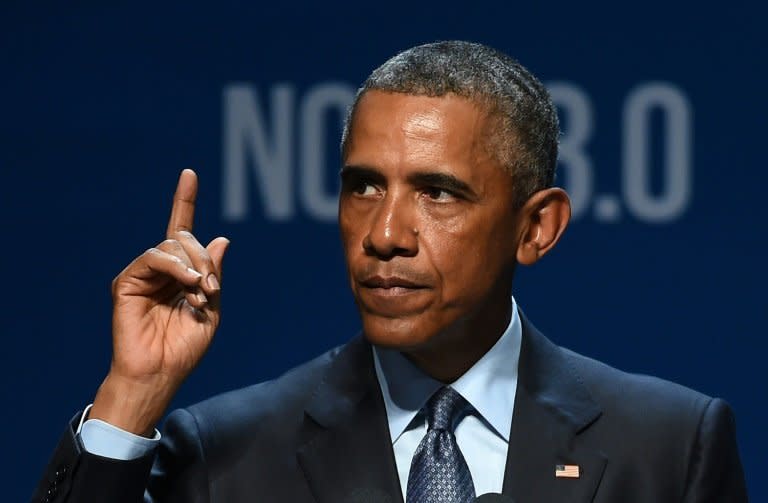 US President Barack Obama delivers the keynote address at the National Clean Energy Summit 8.0, at the Mandalay Bay Convention Center in Las Vegas, Nevada, on August 24, 2015