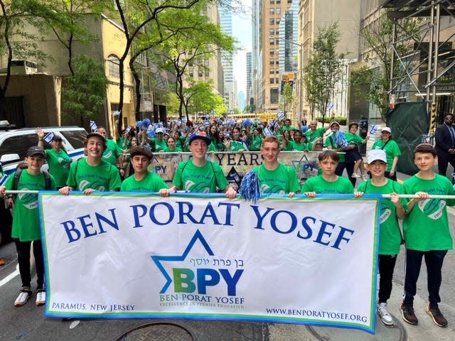 Ben Porat Yosef an elementary school from Paramus marching in the Celebrate Israel Parade in Manhattan