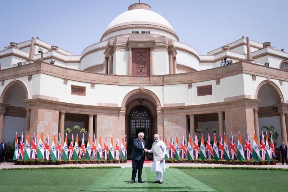 The leaders met at Hyderabad House in Delhi (Stefan Rousseau/PA) (PA Wire)