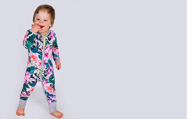 Parker wearing the Bonds floral onesie. Credit: Credit: Angelico Jarvis (http://www.angelicojarvis-photography.com.au/