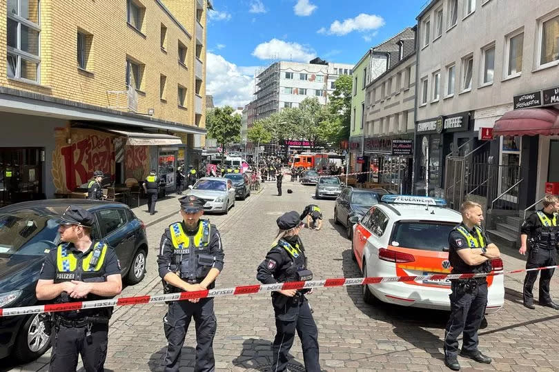 Police cordon off an area near the Reeperbahn after an operation.  "Bild". Photo by: Steven Hutchings/picture-alliance/dpa/AP Images