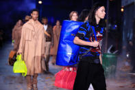 Models present creations by designer Virgil Abloh as part of his Fall/Winter 2019-2020 collection show for fashion house Louis Vuitton during Men's Fashion Week in Paris, France, January 17, 2019. REUTERS/Gonzalo Fuentes