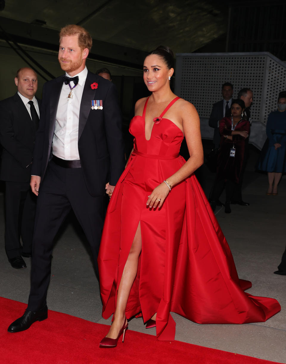 NEW YORK, NEW YORK - NOVEMBER 10: Prince Harry, Duke of Sussex, and Meghan, Duchess of Sussex attend on November 10, 2021 in New York City. (Photo by Theo Wargo/Getty Images for Intrepid Sea, Air, & Space Museum)