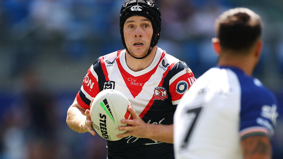 Luke Keary playing for the Sydney Roosters in the NRL.