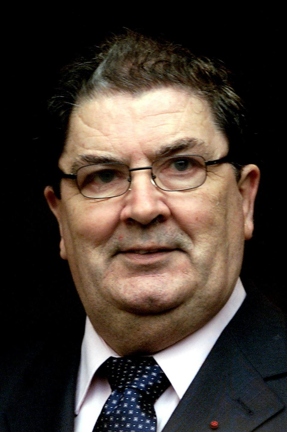 FILE - In this Jan. 21, 2002 file picture, Nobel Peace Prize Winner and former leader of the Social Democratic Labour Party John Hume is shown at the Guild Hall, Londonderry, Northern Ireland. The family of politician John Hume, who won Nobel Peace Prize for work to end violence in Northern Ireland, says he has died. He was 83. The Catholic leader of the moderate Social Democratic and Labour Party , Hume was regarded by many as the principal architect behind the peace agreement. (AP Photo/Peter Morrison)