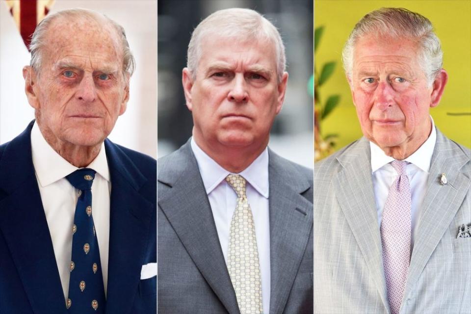 From left: Prince Philip, Prince Andrew, Prince Charles | Max Mumby/Indigo/Getty; John Phillips/Getty; Tim Rooke - Pool/Getty