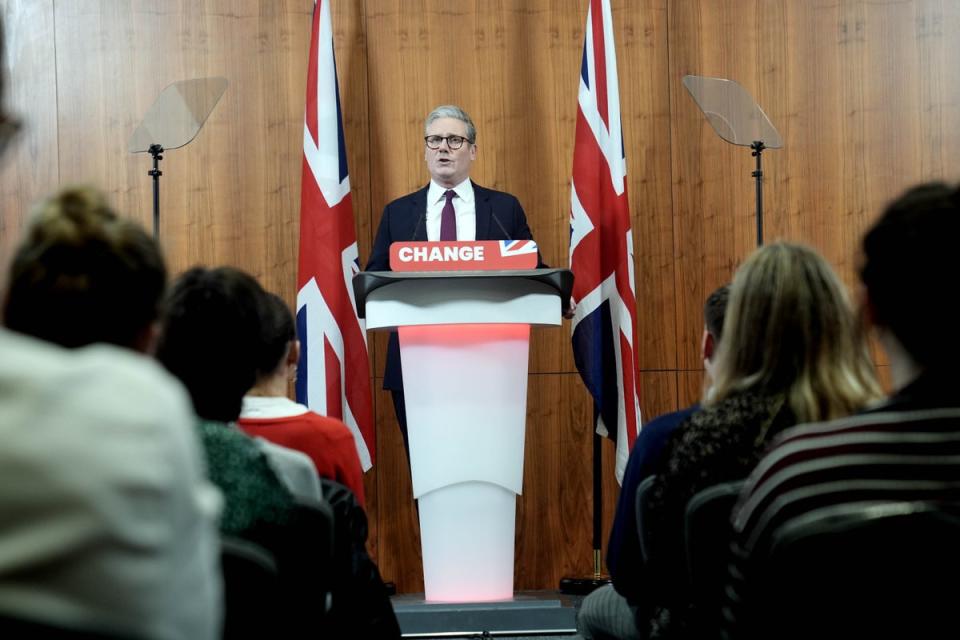 Sir Keir Starmer making his speech (Stefan Rousseau/PA Wire)