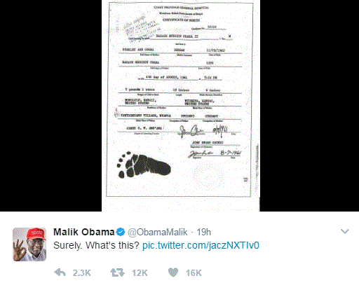 Malik Obama’s tweet (Twitter)