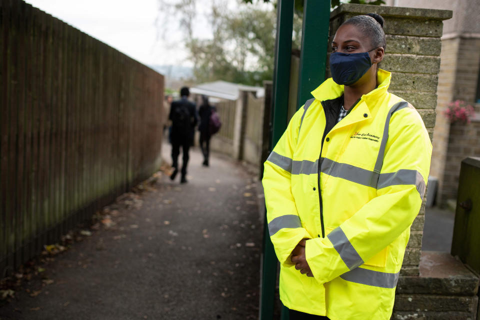 Image: Students arriving at Moor End Academy school in Huddersfield (Oli Scarff / AFP - Getty Images)