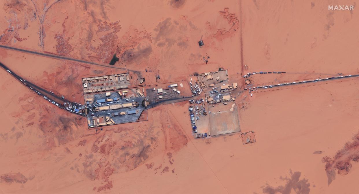 A satellite overview of the Eastern border post highway A1 between Egypt and Sudan (via REUTERS)