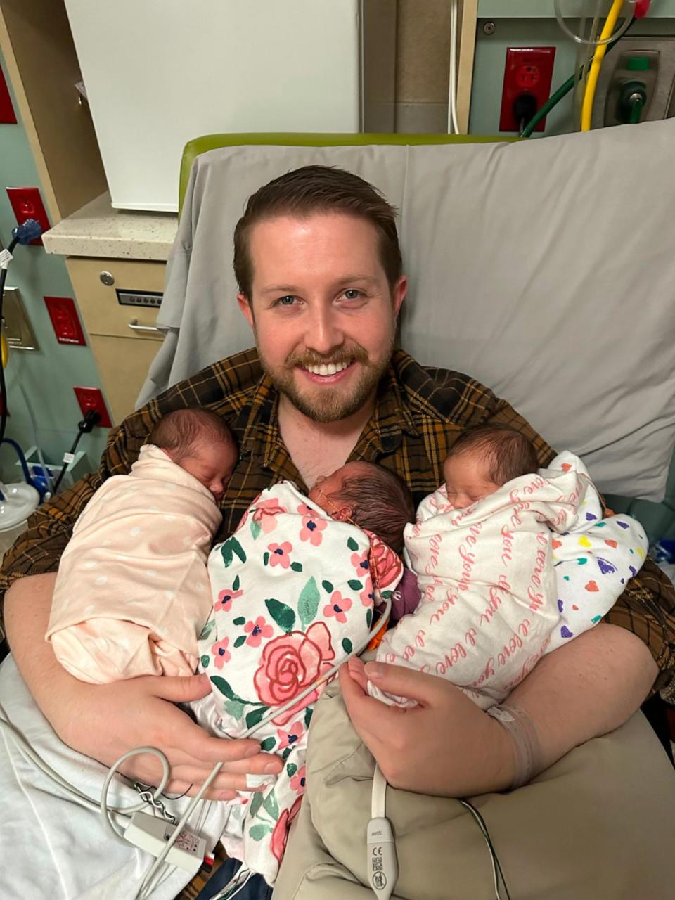 PHOTO: Although Gwynevere, Calliope and Scarlett were born a few days shy of 32 weeks, they didn’t have any complications at birth, according to dad Theo Hampton. (Courtesy Theodore Hampton)