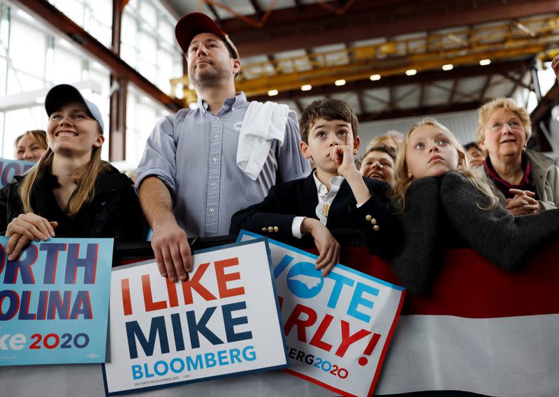 Democratic presidential candidate Bloomberg at campaign event in Raleigh, North Carolina