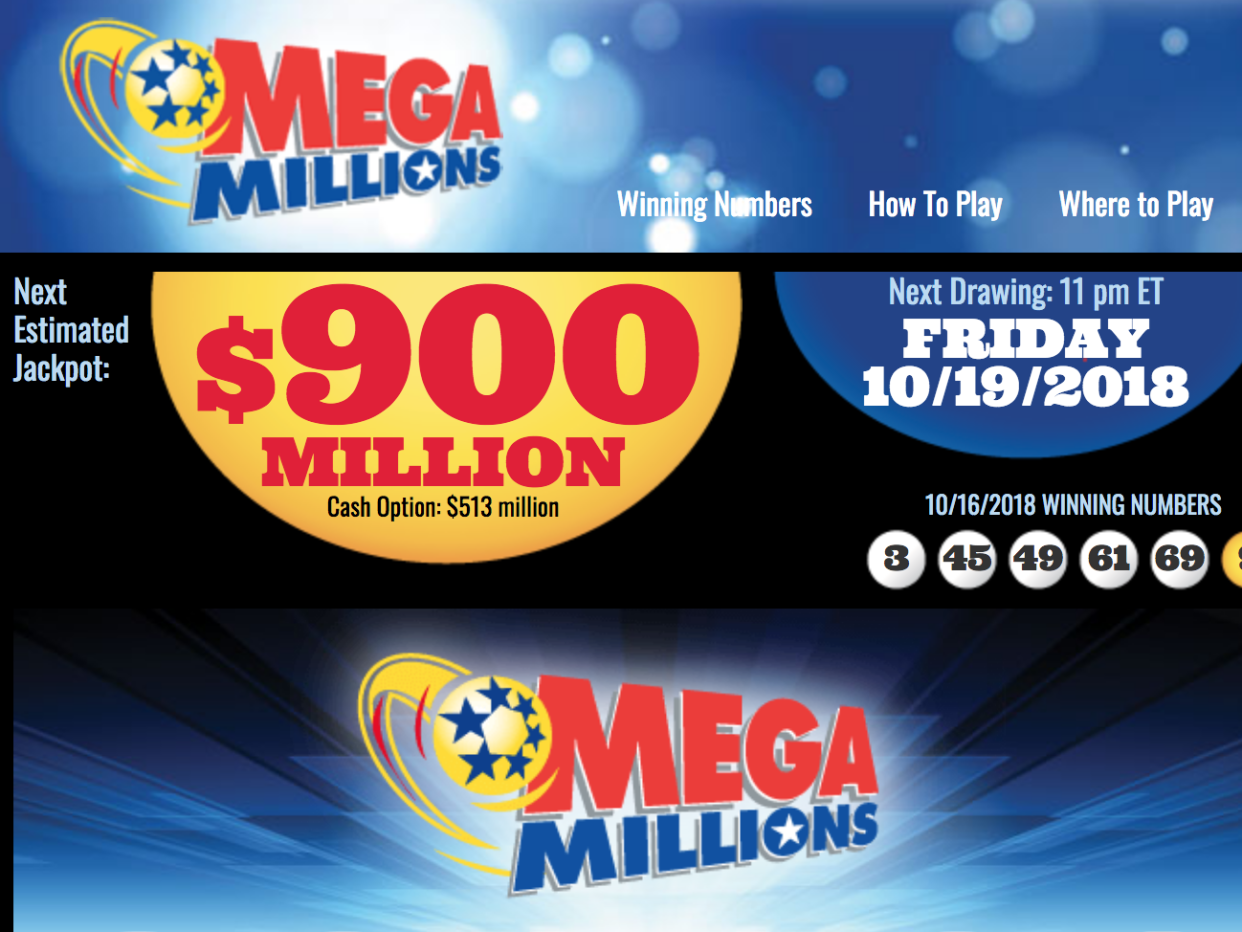 The next Mega Millions jackpot is estimated to be at $900 million: Mega Millions Jackpot screenshot