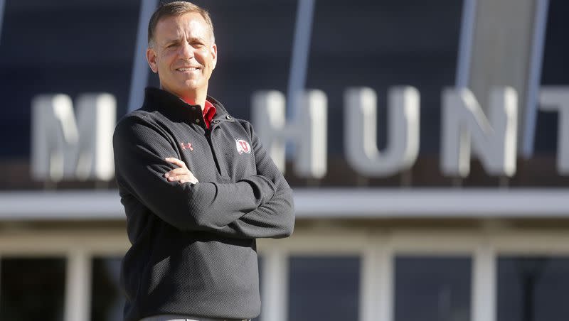 University of Utah athletic director Mark Harlan poses for a portrait outside of the Huntsman Center in Salt Lake City, on Thursday, May 30, 2019. On Monday, March 27, 2023, Harlan was named the Athletic Director of the Year.