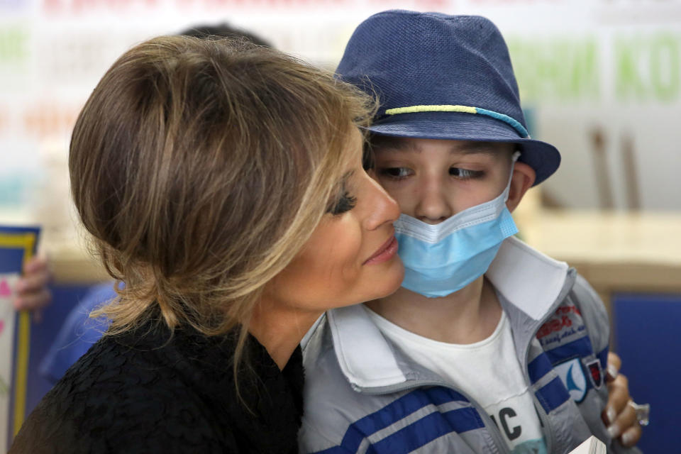 First lady Melania Trump visits a pediatric hospital