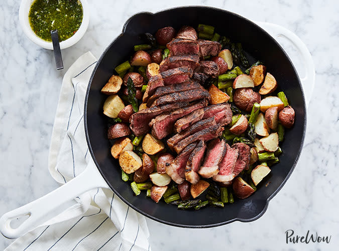 Skillet Steak with Asparagus and Potatoes