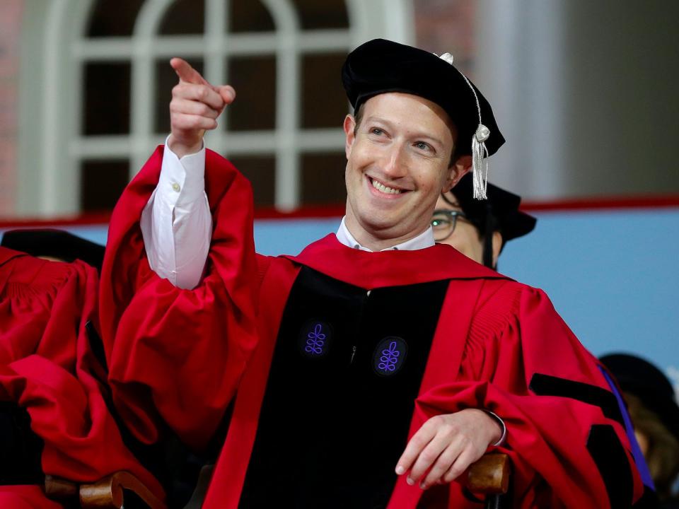 Mark Zuckerberg at the Harvard graduation. Associated Press