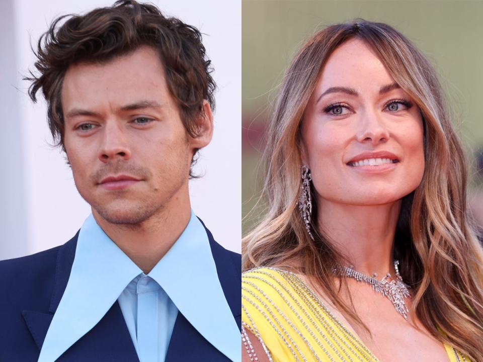 Harry Styles and Olivia Wilde photographed separately at the 2022 Venice Film Festival.