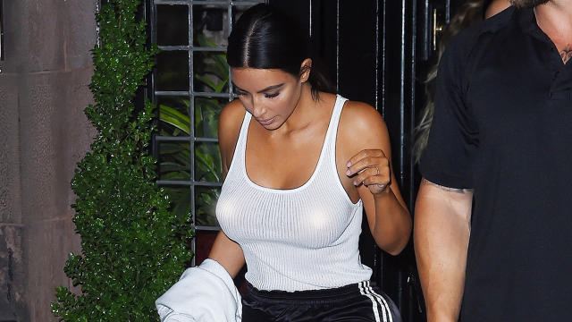 Kim Kardashian Goes Braless in Tank Top With Gym Shorts and Heels: See the  Unusual Look!