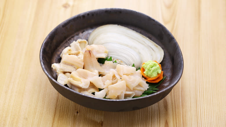 geoduck sashimi with wasabi
