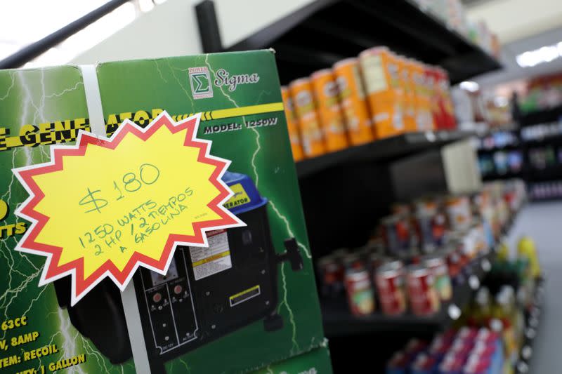 A price of a power generator is seen in U.S. dollars at a "bodegon" in Caracas