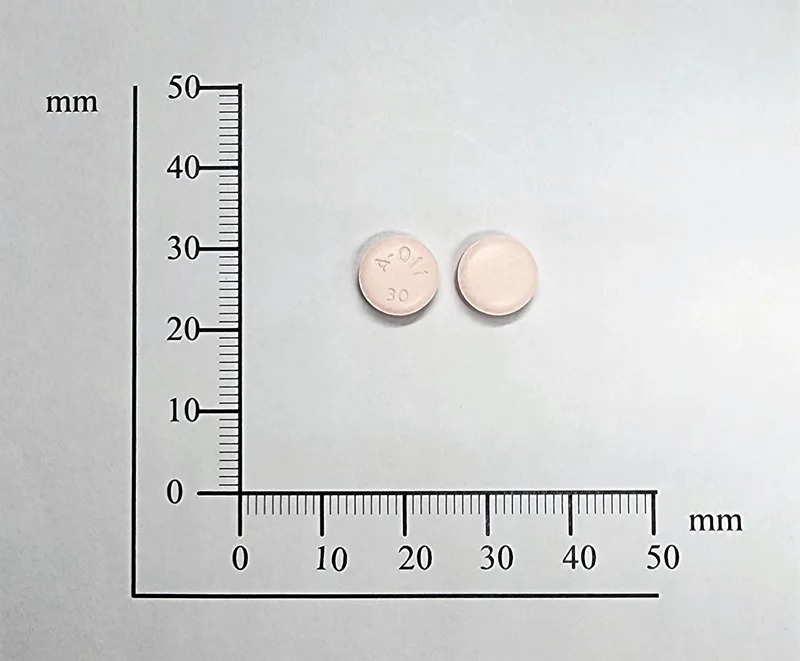 衛生福利部食品藥物管理署公布藥品回收訊息，大塚安立復錠30毫克（OTSUKA ABILIFY TABLETS 30MG）批號2D01、3A01，銷售量共35萬4410錠，因接獲國外回收警訊，藥品於檢驗時發現含有雜質，故啟動回收。（圖／食藥署提供）