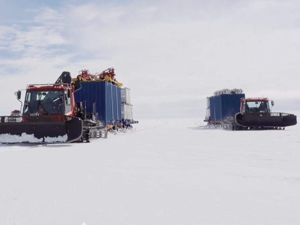 The transport vehicles used to move fuel to White Desert.