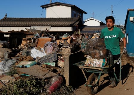 Aftermath of Typhoon Hagibis in Yanagawamachi district, Date City