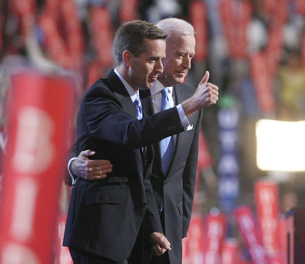 Beau Biden and Joe Biden at the 2008 Democratic National Convention. (Photo: Justin Sullivan/Getty Images)