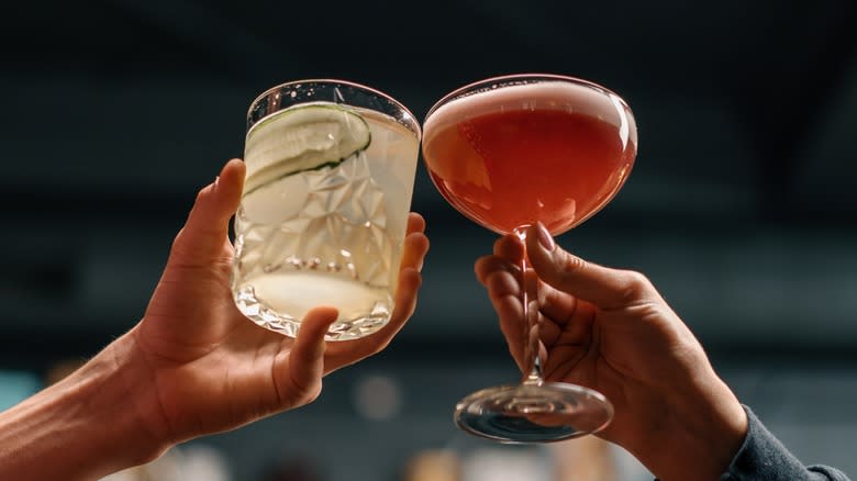 Close up of two cocktails