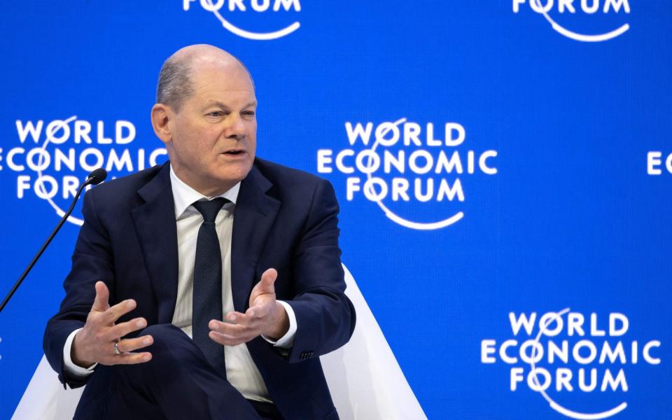 Olaf Scholz speaks in Davos - FABRICE COFFRINI/AFP via Getty Image