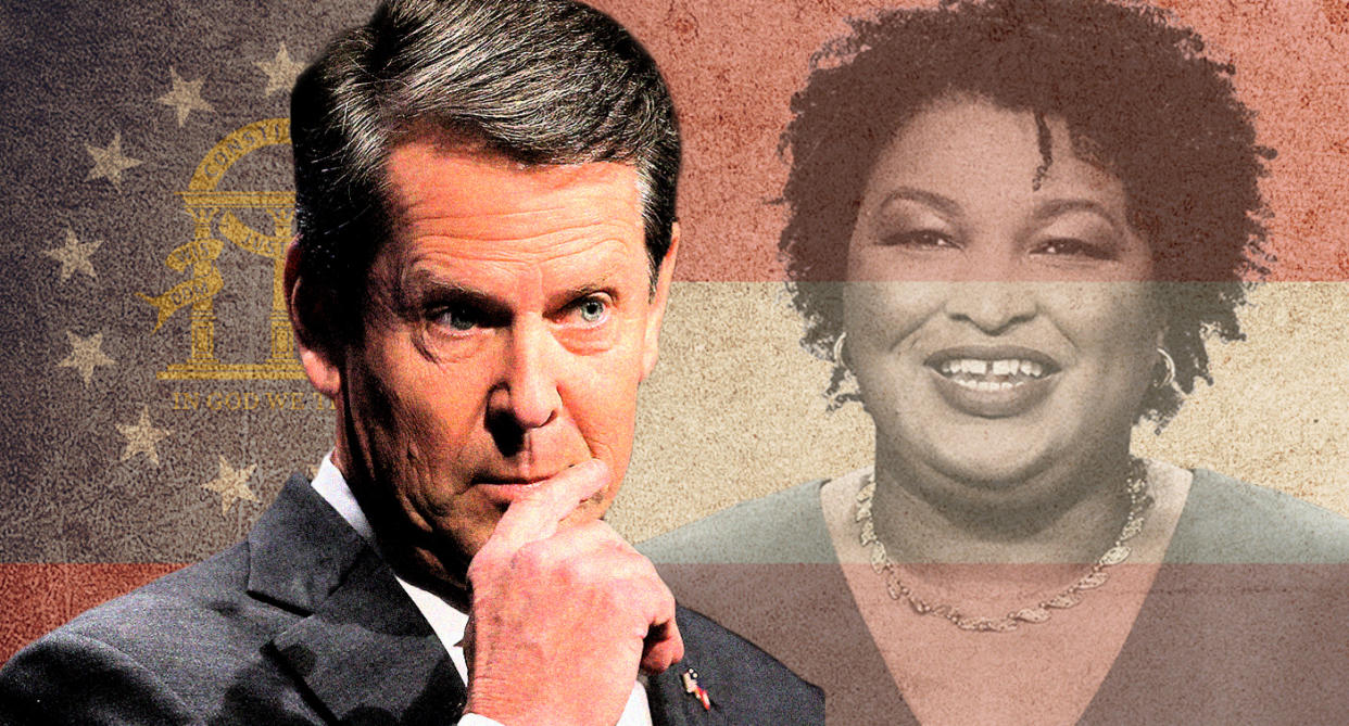 Brian Kemp, Stacey Abrams (Photo illustration: Yahoo News; photos: AP)