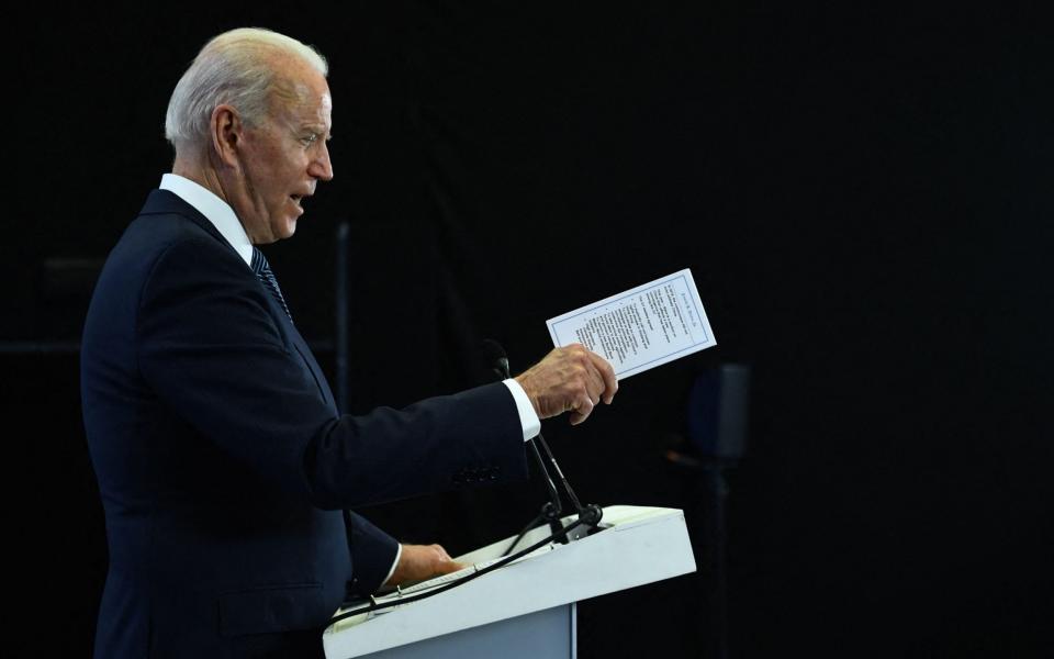 US President Joe Biden on the final day of the G7 summit, at Cornwall Airport Newquay, on June 13 2021 - Brendan Smialowski /AFP