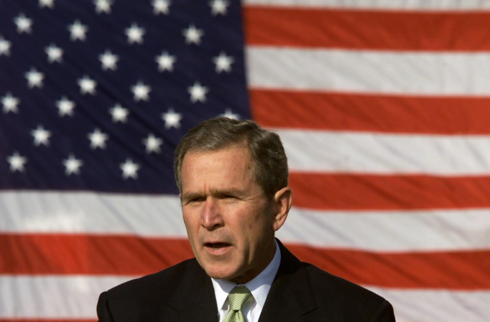 <strong>"There's no doubt in my mind, not one doubt in my mind, that we will fail."  </strong> -- Oct. 4, 2001, in Washington. Bush was remarking on a back-to-work plan after the terrorist attacks.   <a href="http://www.huffingtonpost.com/2009/01/03/bushisms-over-the-years_n_154969.html" target="_blank">Source: The Associated Press</a> (Photo by Mark Wilson/Getty Images)