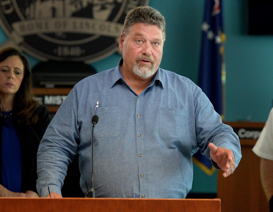 Office of Public Works Director Dave Fuchs speaks during a press conference on storm recovery at the Municipal Building West on Monday, July 3, 2023.