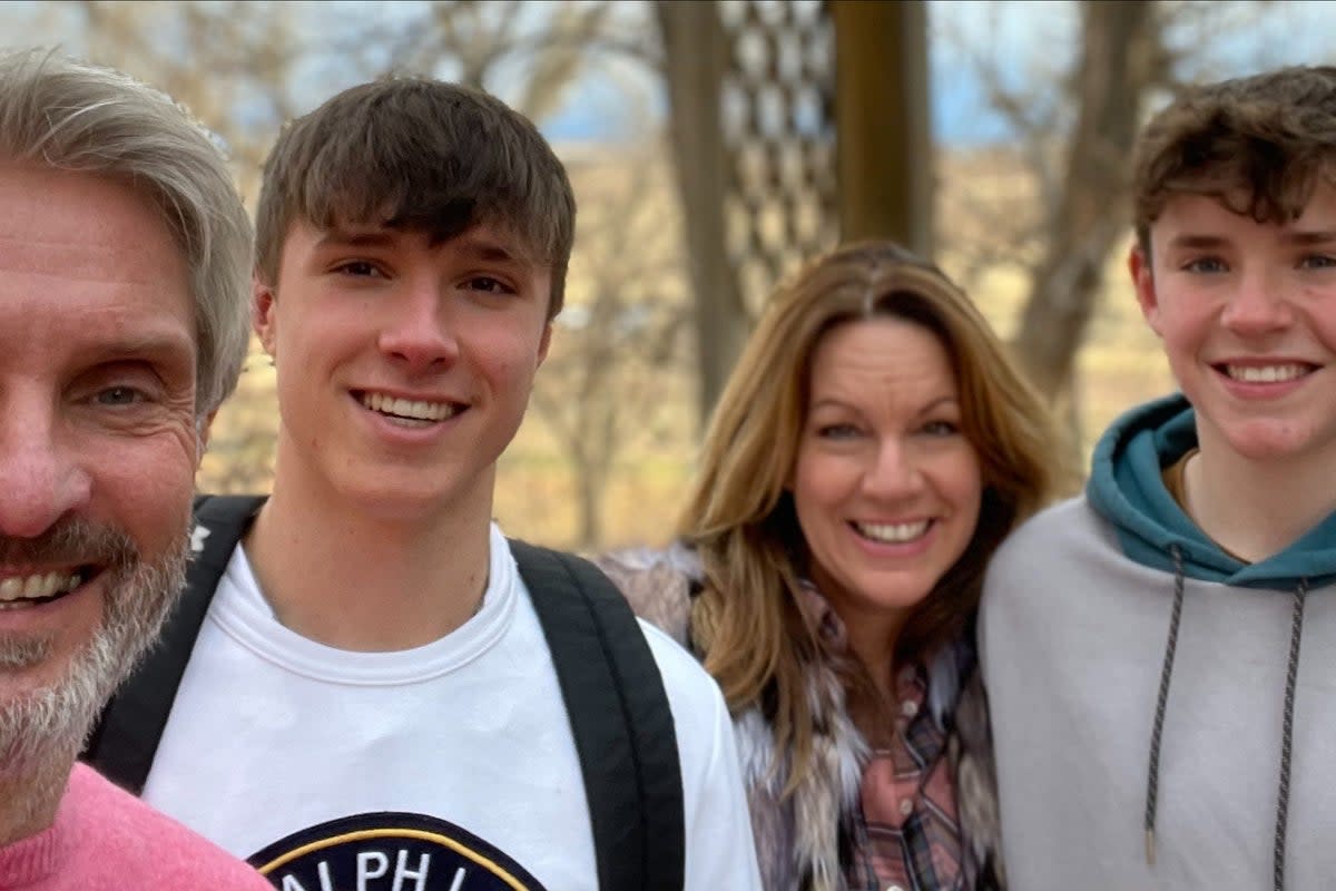 Barnaby Webber with his father David, mother Emma and younger brother Charlie (family handout/PA)