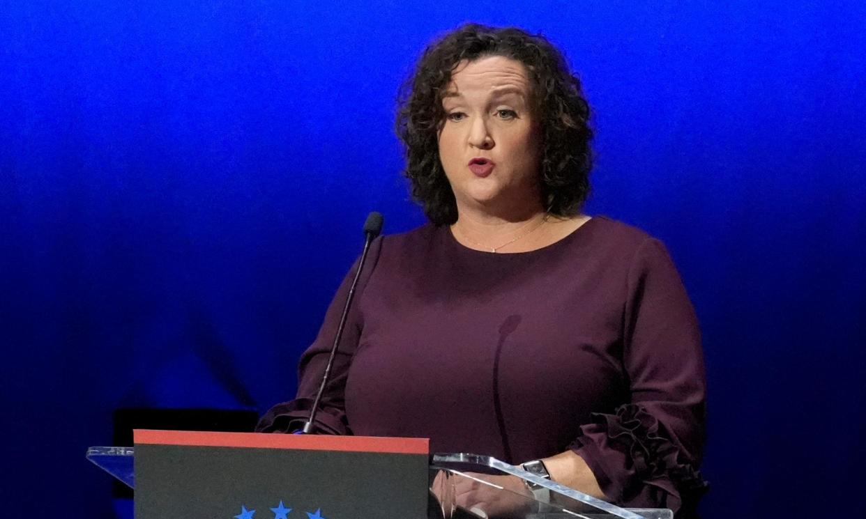 <span>Porter has argued the Pac’s spending against her is proof of her commitment to championing ordinary people, rather than corporate interests.</span><span>Photograph: Damian Dovarganes/AP</span>