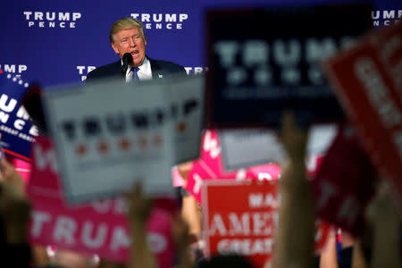 Republican U.S. presidential nominee Donald Trump holds a campaign rally in Fletcher, North Carolina, U.S. October 21, 2016. REUTERS/Jonathan Ernst