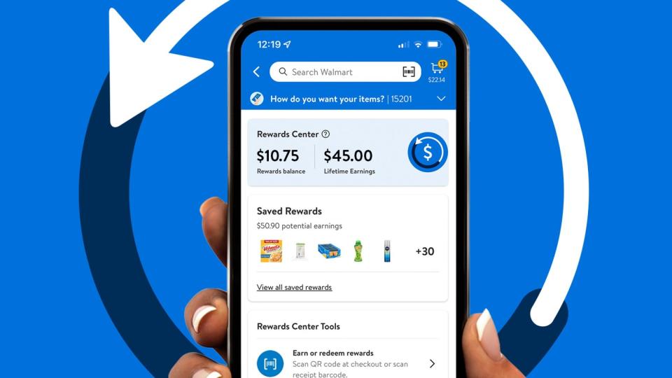 Walmart Rewards on mobile app.