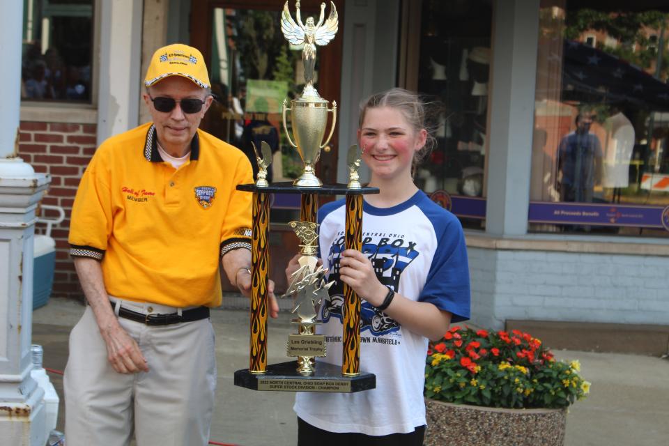 Autumn Stechshalte won first place in the superstock division at the North Central Ohio Soap Box Derby.