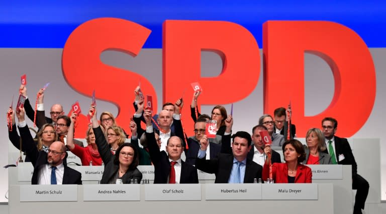 The centre-left SPD party voted to kick off exploratory talks with Chancellor Angela Merkel's conservative CDU/CSU union on December