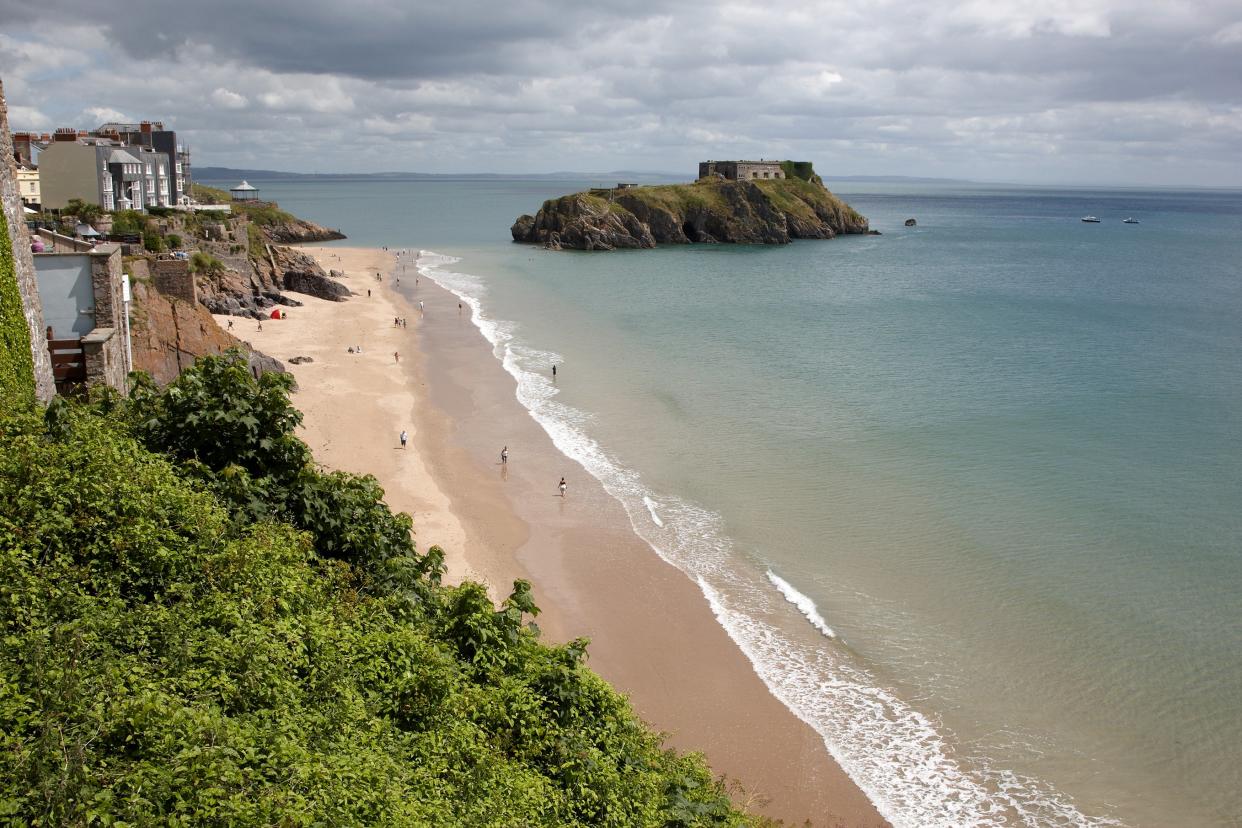 Tenby beach and island, where police say a man was saved after jumping into the sea (Getty Images/iStockphoto)