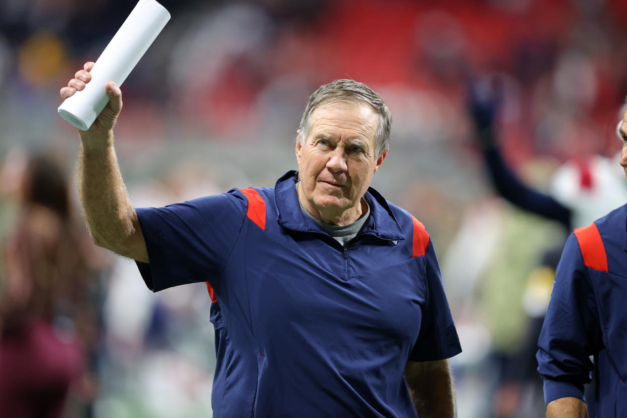 Patriots coach Bill Belichick has turned his team around since a mediocre start. (Photo by Todd Kirkland/Getty Images)