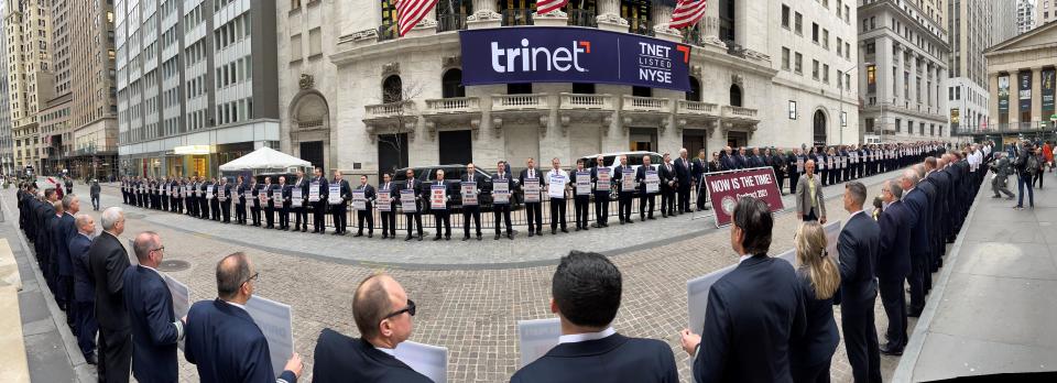 FedEx pilots and crewmembers picketed outside of the New York Stock Exchange on Wednesday, April 5 as FedEx held a company investor event inside. The pilots are seeking an improved contract as negoitations with FedEx have stalled.