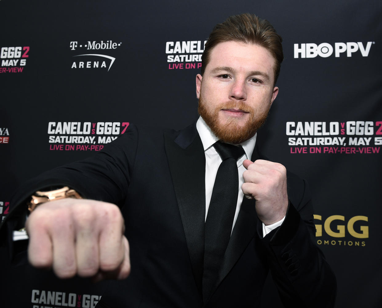Boxer Canelo Alvarez was temporarily suspended Friday for two separate drug test failures, putting his May 5 bout in Las Vegas with Gennady Golovkin in jeopardy. (Getty Images)
